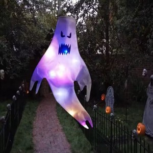 Adorno colgante LED con forma de fantasma para Halloween, decoración espeluznante para porche y jardín al aire libre - Product Image 4