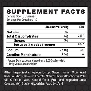 Créatine monohydratée en gummies de marque privée, complément nutritionnel sportif pour adultes avec soutien énergétique, 90 gummies - Product Image 2