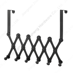 Over Door Coat <b>Hooks</b> Expandable <b>Black</b> Metal Retractable Storage Rack For Bedroom Closet Organization - Product Image 1