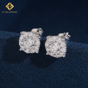 Classic Fashion Popular 8.8mm Round Stone <b>Stud</b> <b>Earrings</b> Lab Grown Diamond 925 <b>Silver</b> Plated Round <b>Stud</b> <b>Earrings</b> Screw Back - Product Image 6