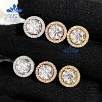Quantité minimale de commande 1 clients qui reviennent bijoux de mode papillon serrure 925 argent plaqué or 6.5mm 1CT Moissanite Halo boucles d'oreilles pour les femmes