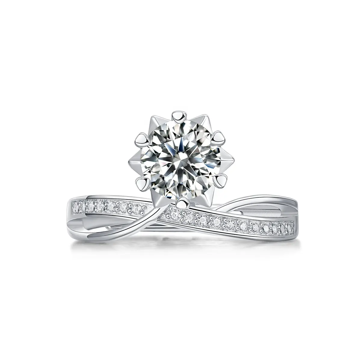 Scene Aantrekkelijke Starlight Sneeuwvlokken Vrouwen Trouwring Sterling Zilveren 925 Sieraden Ring Met Diamant
