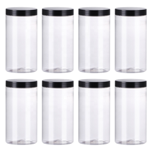 <span class=keywords><strong>Huanuo</strong></span> 1 litre 1000ml vide clair 89mm pot en plastique PET 1000g avec couvercle en plastique pour pot de nourriture crème d'emballage cosmétique - Product Image 4