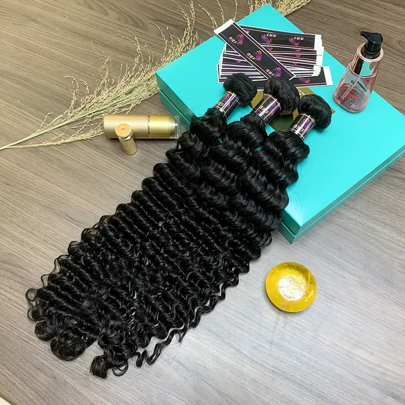 BMF Top Quality Afro Human Hair Bulk Cheap Deep Wave Virgin weaves bundles peruvian and brazilian human hair 100% Human Hair