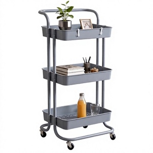 Carrito de Almacenamiento de Tres Niveles con Ruedas, Carrito Utilitario Gris para Organización de Cocina, Diseño Minimalista - Product Image 6