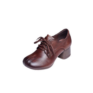 Nouvelles Bottines Chukka Confortables en Cuir Faites à la Main à Talon Carré pour Femme, Style Britannique, Idéales pour la Marche Saine - Product Image 5