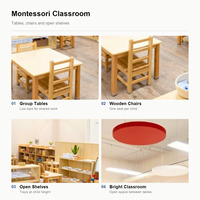 Ensemble de meubles de classe pour la maternelle, table en bois, chaise, étagères, meubles de classe Montessori pour enfants, garderie, crèche