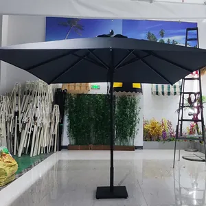 promotional 6pcs steel beach with cetre pole umbrella garden pole with pompon ride beach umbrella luxury umbrellas shipping free