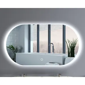 스마트 욕실 호텔 맞춤형 특수 3 톤 조명 Miroir 타원형 모양의 안개없는 터치 스크린 목욕 Led 스마트 거울