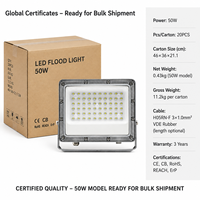 Projecteur mural étanche IP65, éclairage extérieur pour cour, projecteur LED 50W