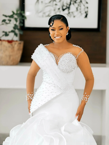 Robe de mariée personnalisée pour la mariée, robe de mariée sirène grande taille, robe de mariée sirène élégante, robes de mariée sirène africaines - Product Image 2