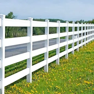 High Quality 4 Rails Post And Rail White Pvc Horse Farm Fence