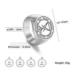 Anillo de Acero Inoxidable R201, Sello de Lucifer de la Geometría Sagrada, Llave Menor del Demonio de Salomón, Amuleto de la Cábala, Talismán, Joyería - Product Image 2