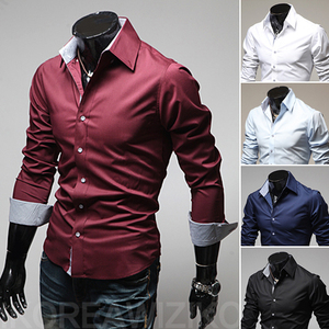 Camisa de manga larga para <span class=keywords><strong>hombre</strong></span>, Camisa ajustada de Color sólido, a la moda, Primavera - Product Image 6