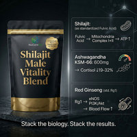 NuCoreBio OEM Marque Privée Poudre d'Extrait de Shilajit de l'Himalaya 30 Sachets Ashwagandha KSM66 Énergie Endurance Vitalité Vitamine C en Pot