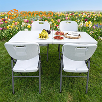 Meilleur Choix - Table Pliante en Plastique de 6 Pieds avec Plateau en HDPE - Installation Facile - Design Pliable - Table pour Utilisation en Extérieur