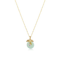 Collier rond en jade vert clair naturel en acier inoxydable pierre naturelle pierre précieuse feuille fleur collier bijoux