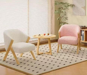 Fauteuil de salon scandinave moderne avec pieds en bois, revêtement moelleux, fauteuil de détente pour la maison - Product Image 4