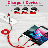 Cable de Datos y Carga USB 3 en 1 de Alta Calidad, Cable de Carga para Teléfono, Cable USB a C, Cable USB C