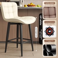 Grand tabouret de bar pivotant en fer, tabouret d'îlot de cuisine, tabouret de bar de luxe léger, tabouret de comptoir de réception, confortable
