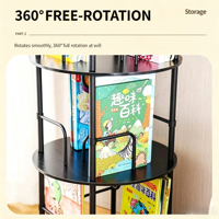 Étagère à livres moderne en métal rotative à 360°, pour enfants, rangement et présentation de livres illustrés, type sur pied à cinq niveaux, pour salon, vente en gros