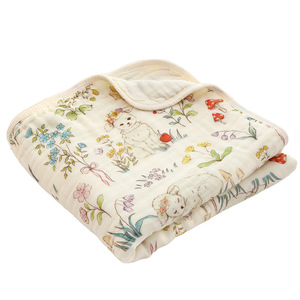 Couverture pour bébé en coton biologique de bambou, tricotée, 6 couches, de qualité supérieure, pour nouveau-né, fille, motif lapin, sublimation - Product Image 2