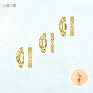 ZESENLIN Gold Plated Stainless Steel Clip-On Navel Belly Piercing Featuring Bell Pattern with Zircon Main Stoneor Jewelry