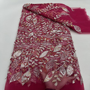 Màu Xanh Lá Cây Lưới Vải Đính Cườm Ống Thêu Sequin Lá Mô Hình Ăn Mặc Chất Liệu - Product Image 6