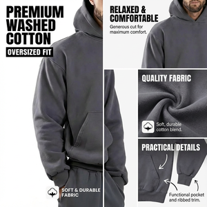 Set Felpa e Pantaloni Tuta Unisex Oversize in Cotone Pesante, Abbigliamento Personalizzato per Uomo - Product Image 2