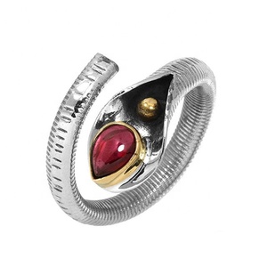 Vente chaude marteau-fait à la main en argent sterling 925 pierres précieuses éternité Vermeil bague avec grenat pour les mariages - Product Image 1