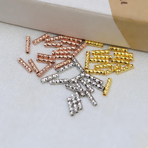 S925 Silver Wire Small Tube Straight Tube Beads Gold Beads Baroque Bracelet DIY Handmade Material Accessory New Jewelry <b>Spacers</b> - Product Image 3