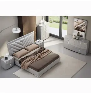 NOVA MHAA002 Latest Design Modern Wood Grey Queen Bedroom Set Furniture Designs Wooden King Size Bed Room Melamine Bed Room