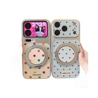 Coque de téléphone portable magnétique rotative en TPU électroplaqué Corning élégante et colorée à pois pour 17 Pro Max