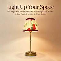 Lampe de table vintage en fer avec commande tactile et abat-jour en tissu floral rechargeable pour mariage, restaurant, décoration intérieure