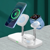 Idées de nouveaux produits 2024 Chargeur sans fil magnétique 3 en 1 Lampe Puissance de sortie 10W Support pour montre Écouteurs Téléphones mobiles Microphone