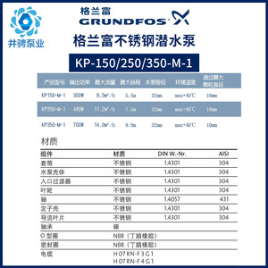ปั๊มจุ่มใต้น้ำสแตนเลส Grundfos KP250-M-1 ระยะส่ง 9 เมตร อัตราการไหล 11 ลิตร/นาที สำหรับระบายน้ำเสีย - Product Image 4