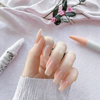 Faux ongles à presser brillants nude, courts, carrés, couvrants, réutilisables, en acrylique, 24 pièces, pour usage professionnel en salon