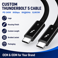 Câble USB C vers C tressé ULT-unite OEM 0,2 m, charge rapide, affichage vidéo 8K 60 Hz, Thunderbolt 5, CtoC 240 W avec puce EJ903W