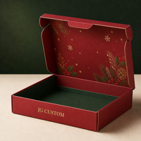Boîte d'expédition pliable en carton ondulé kraft de luxe personnalisée rouge, verte et or avec estampage à chaud pour cadeaux de Noël