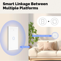 Interruptor de Luz Inteligente Moderno Matter, Estándar Estadounidense, Interruptor de Pared Táctil WiFi, Compatible con Apple Home, HomeKit, Alexa, Google, Tuya