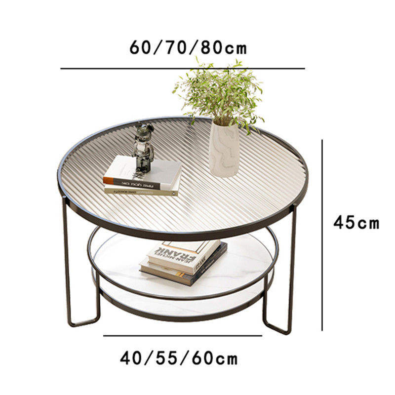 โต๊ะกาแฟทรงกลม - โครงสีดำพร้อมกระจกฝ้า