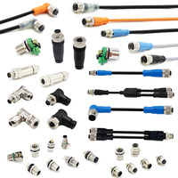 Conector Circular M12 de 3-4 Pines con Código AX, Macho y Hembra, IP67, Cable Personalizado de 1m para Maquinaria de Automatización Industrial