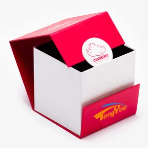 Kotak kertas desain logo karton merah kustom untuk hadiah kotak kemasan kertas kreatif
