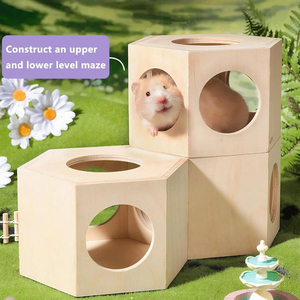 Escondite de Madera para Hámsteres Enanos, Casa para Animales Pequeños, para Cobayas, Geckos, Ratones y Ratas, Decoración de Hábitat para Reptiles y Anfibios - Product Image 6