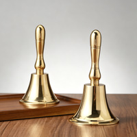 Cloche à main en laiton massif, plusieurs tailles, cloche de service en cuivre pour l'école, les réunions, la salle de classe, le restaurant, le bar, avec logo personnalisé