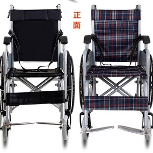 Manual Wheelchair Lightweight Foldable Narrow Door Portable Home Use Elderly Disabled Children Black Plaid 13kg Steel <b>Frame</b> - Product Image 1