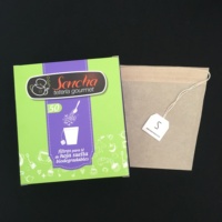 Sachet en papier filtre à thé avec cordon de serrage et étiquette