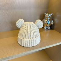 Bonito gorro de punto para niños con pompón, gorro cálido de lana de doble bola para bebés y niñas