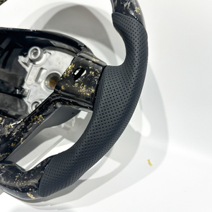 Volant de voiture en fibre de carbone forgée dorée, vente chaude d'usine, pour Tesla Model <span class=keywords><strong>3</strong></span> Highland, Model Y, Model S, X 2024 et versions ultérieures - Product Image 3