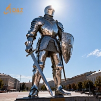 Sculpture de chevalier médiéval européen en armure de samouraï, statue d'extérieur, art artisanal en acier inoxydable pour collectionneurs, par D&Z Art Group